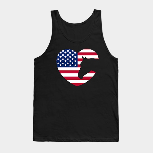 Horse Lover American Flag Heart Tank Top by Sleazoid